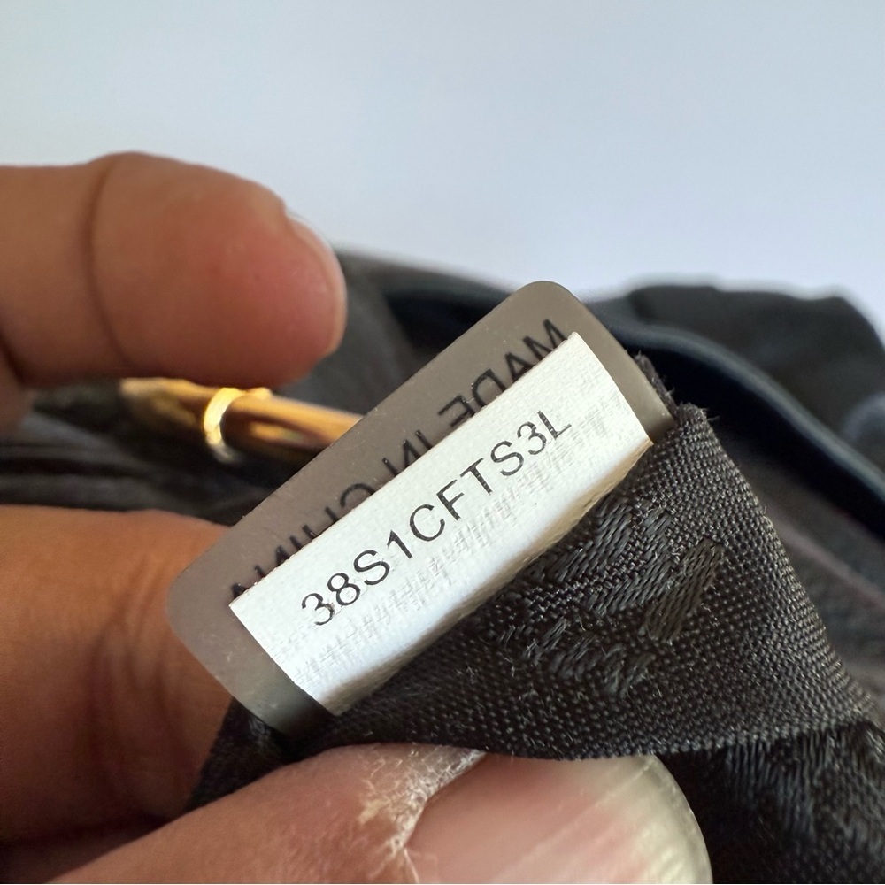 Michael Kors Fulton Black Pebbled Leather Large Satchel Shoulder Bag Gold HW - Picture 10 of 11